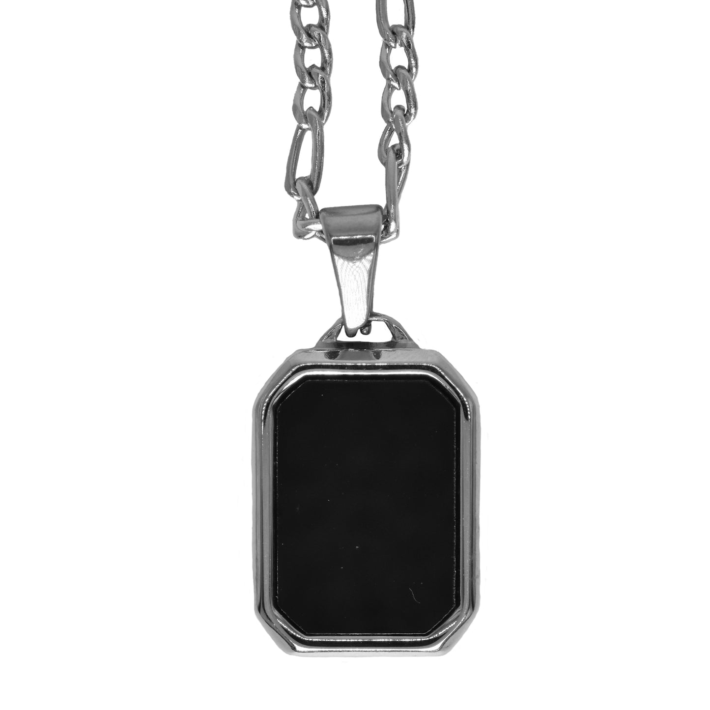 Cadena Figaro con Rectangle Black Stone