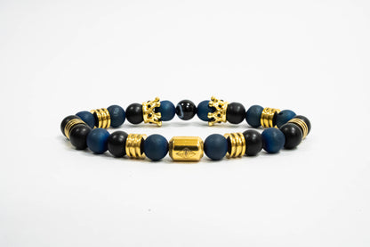 Pulsera Double King Oro18k Onyx/Agatha Drusa Blue