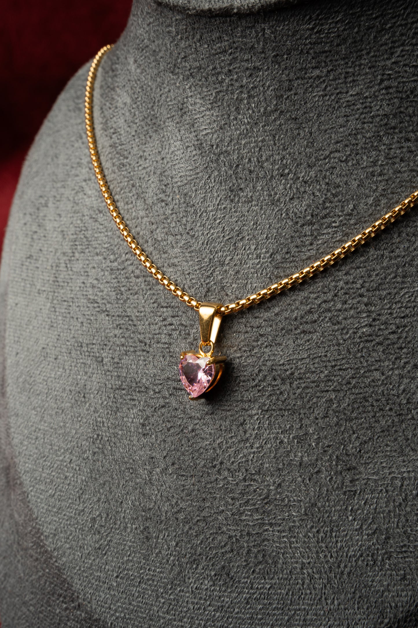 Cadena Pearl con Heart Gem Pink