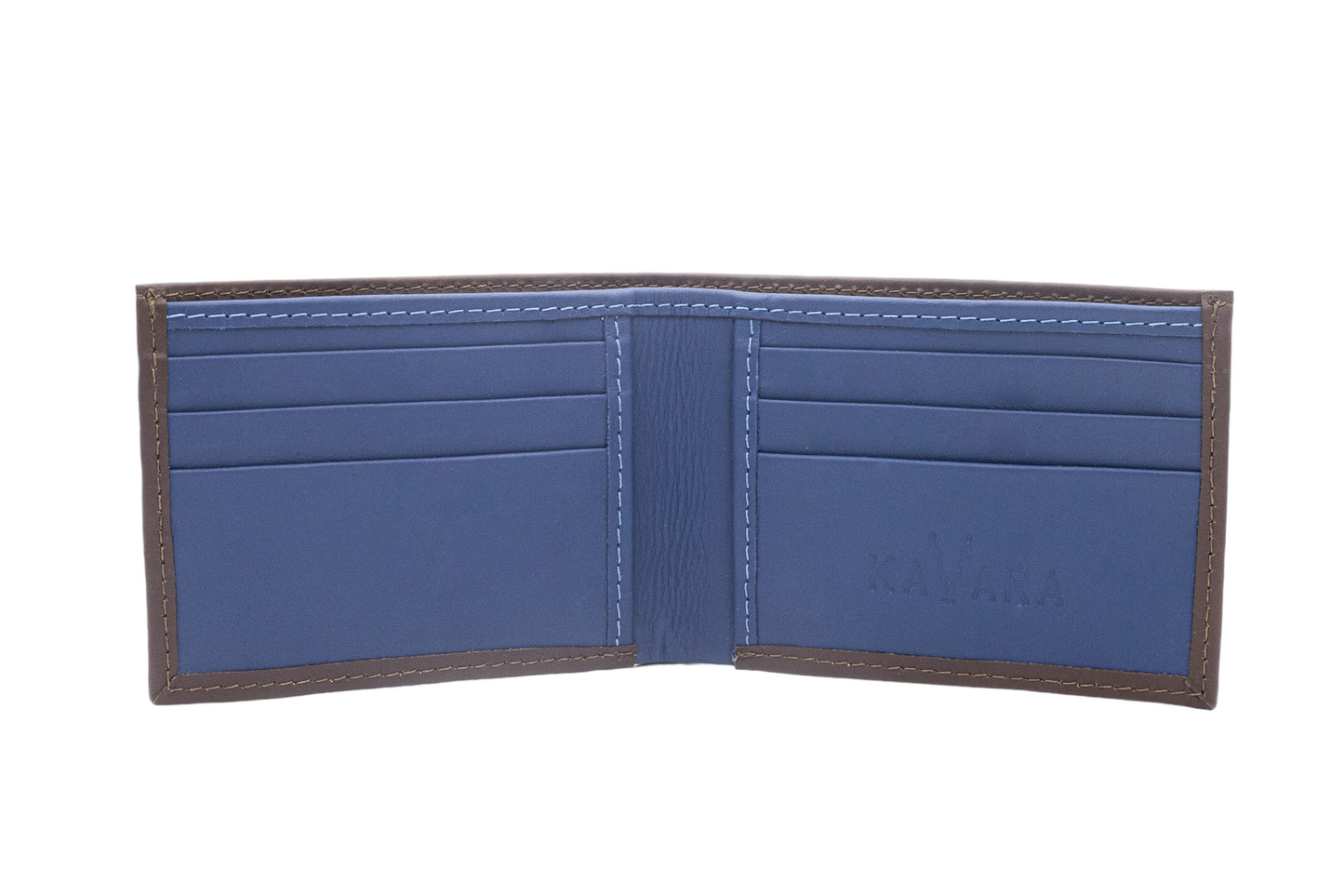 Billetera Grande Marron Chocolate interior Azul Mate