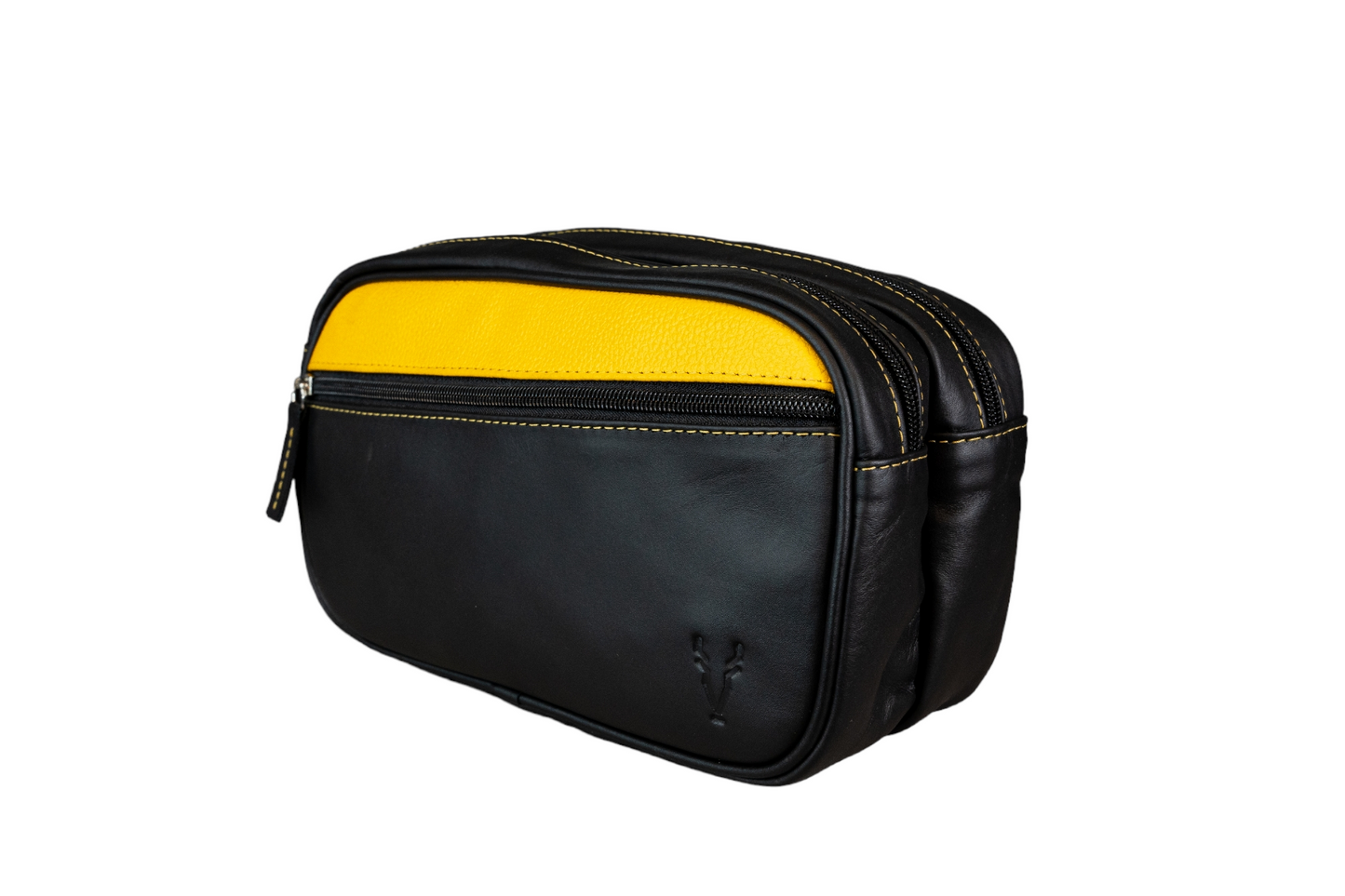 Neceser Doble Negro Mate interior Amarillo