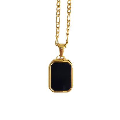 Cadena Figaro con Rectangle Black Stone